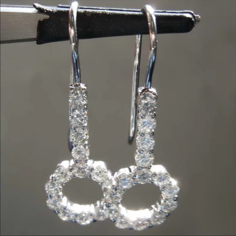 *NEW*Women’s 925 Silver Dangle Drop Hoop Earrings - Picture 4 of 6